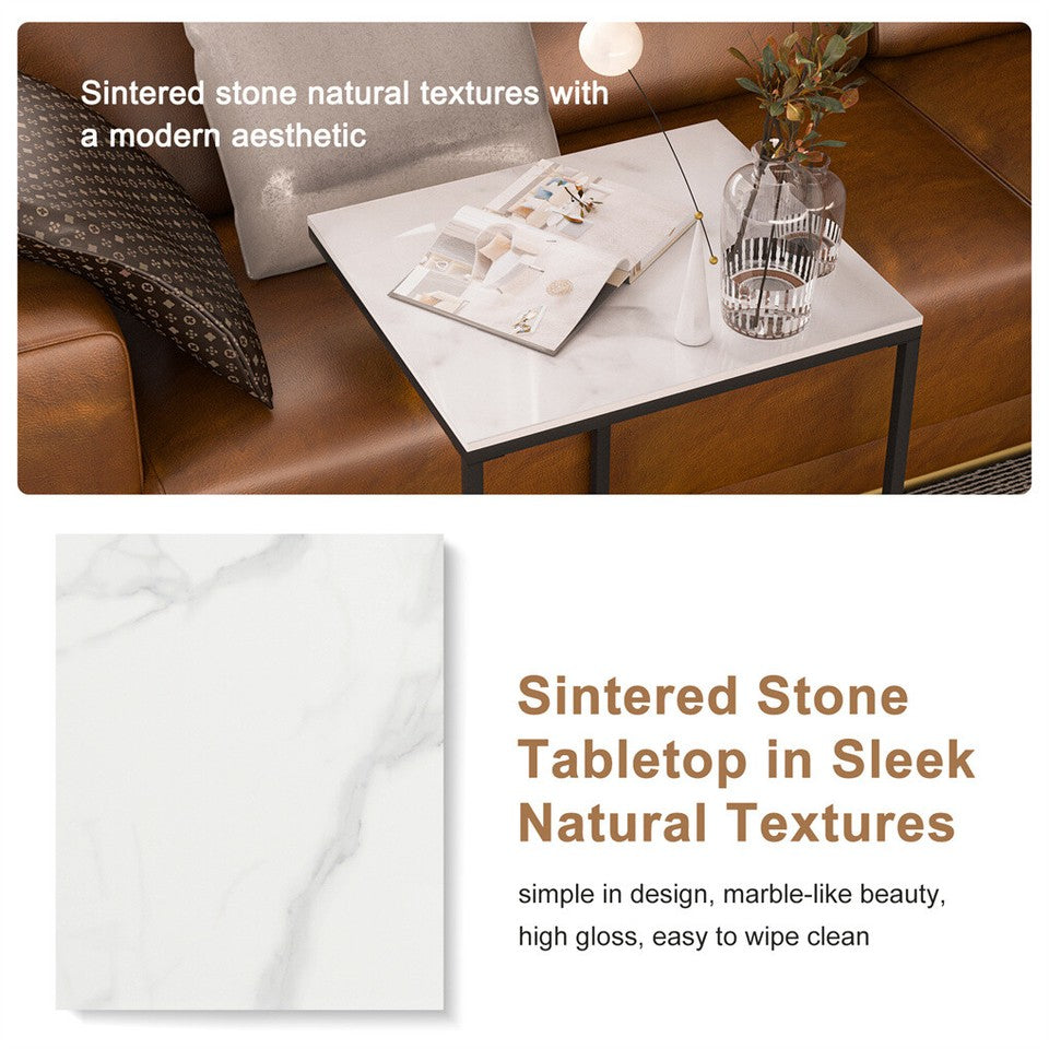 Side Tables: C-Shaped Marble Accent Side Table