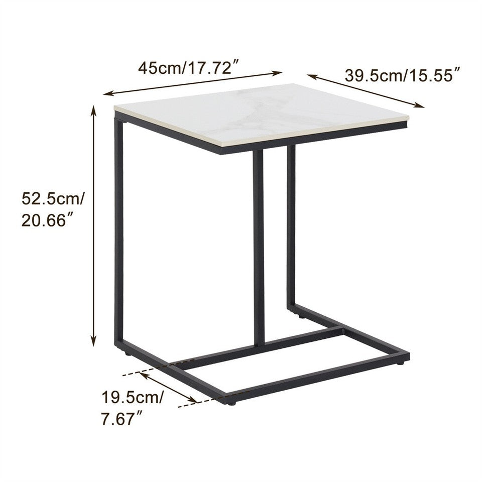 Side Tables: C-Shaped Marble Accent Side Table
