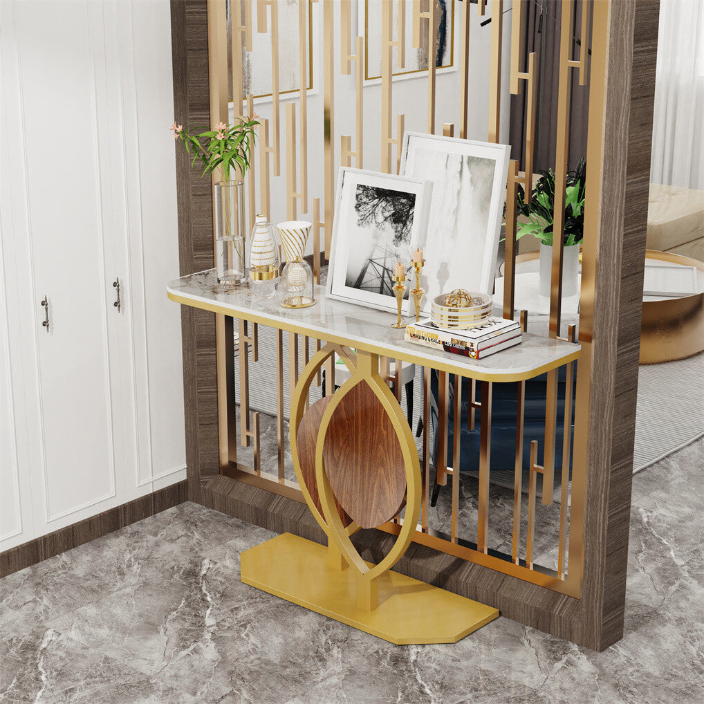 Side Tables: Noble and Elegant Sintered Stone Console Table Hallway Table with Strong Metal Frame