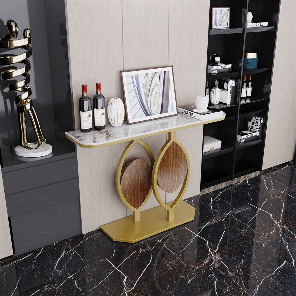 Side Tables: Noble and Elegant Sintered Stone Console Table Hallway Table with Strong Metal Frame