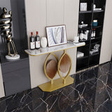 Side Tables: Noble and Elegant Sintered Stone Console Table Hallway Table with Strong Metal Frame