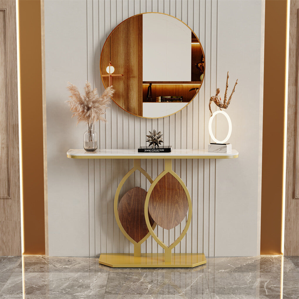 Side Tables: Noble and Elegant Sintered Stone Console Table Hallway Table with Strong Metal Frame