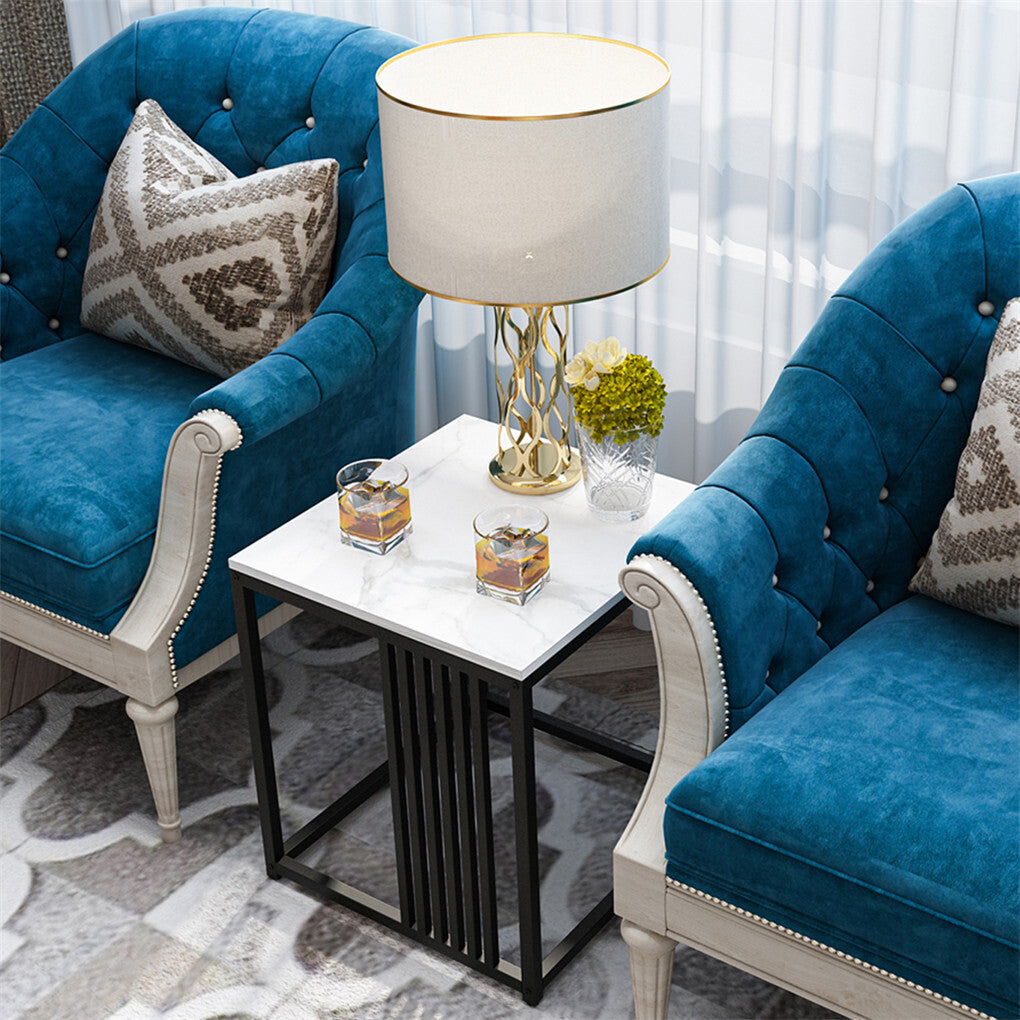 Side Tables: Premium Natural Marble Texture Side End Table Coffee Table Large Bedside Table