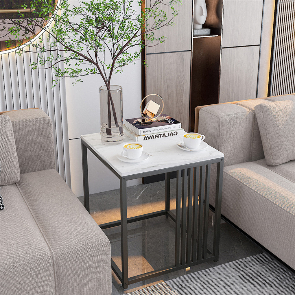 Side Tables: Premium Natural Marble Texture Side End Table Coffee Table Large Bedside Table