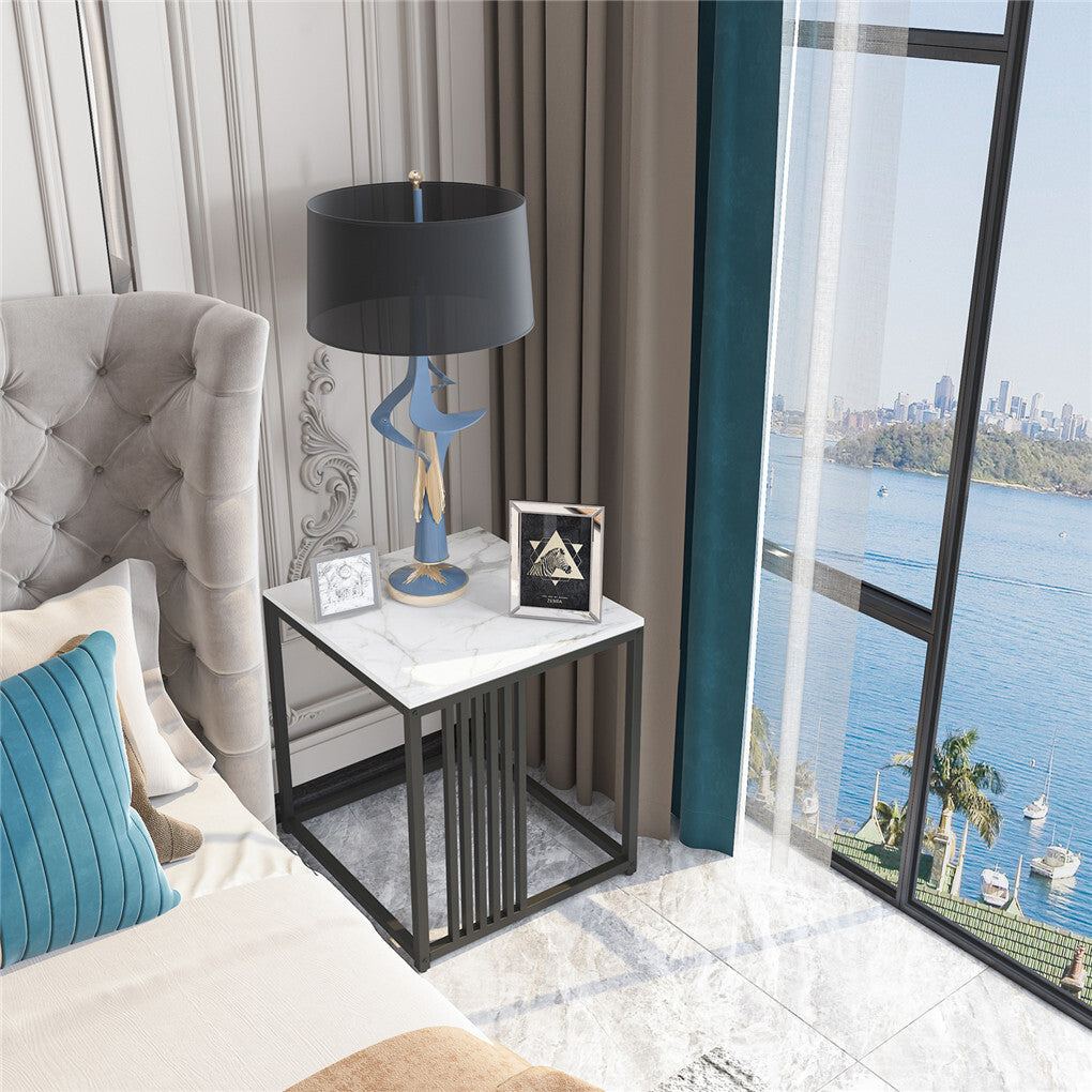 Side Tables: Premium Natural Marble Texture Side End Table Coffee Table Large Bedside Table