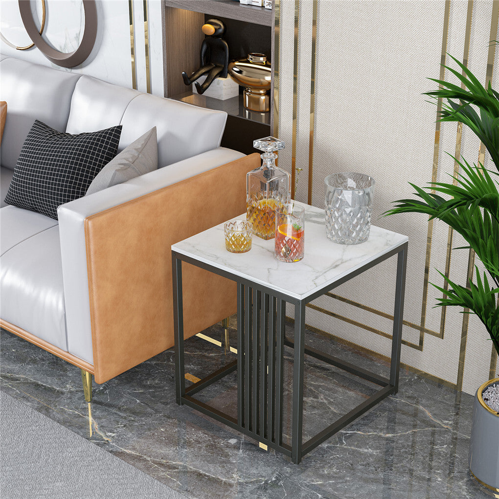 Side Tables: Premium Natural Marble Texture Side End Table Coffee Table Large Bedside Table