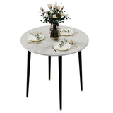 Dining Tables: High-End Marble Round Kitchen Dining Table Sintered Stone Restaurant Table 80 x 80 cm