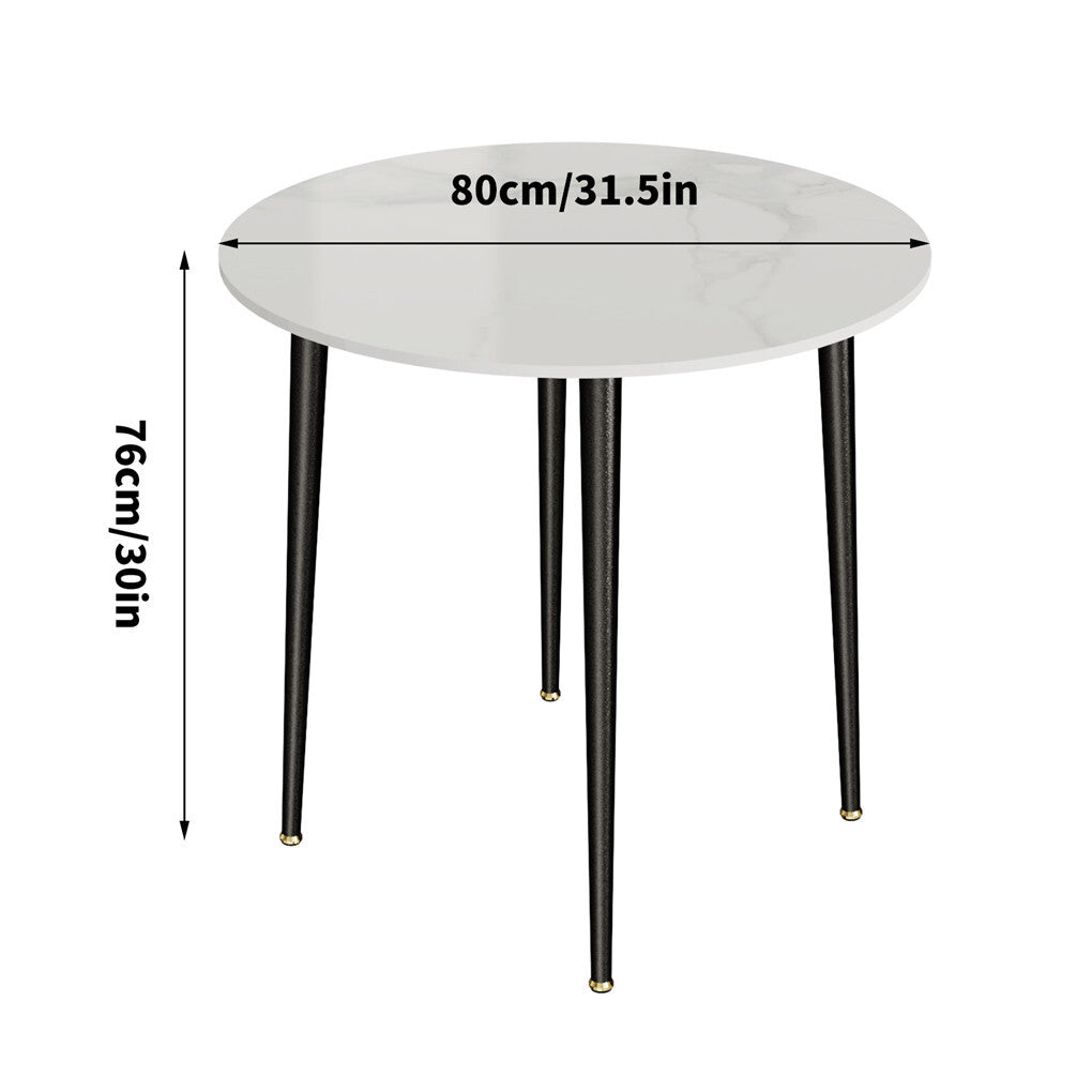 High-End Marble Round Kitchen Dining Table Sintered Stone Restaurant Table 80 x 80 cm