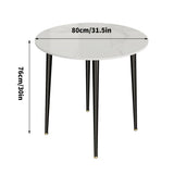 Dining Tables: High-End Marble Round Kitchen Dining Table Sintered Stone Restaurant Table 80 x 80 cm