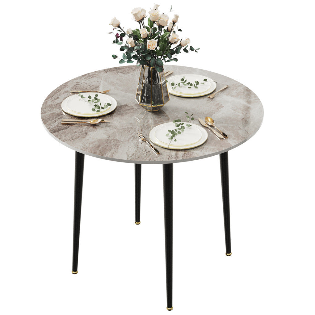 High-End Marble Round Kitchen Dining Table Sintered Stone Restaurant Table 80 x 80 cm