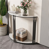 Side Tables: Half Moon Console Table Marble Semi-Circle Entrance Hall Table