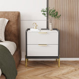Bedside Tables: 3 Tier Leather Sides Bedside Table Wooden Nighstand Marble Top Luxury Furniture