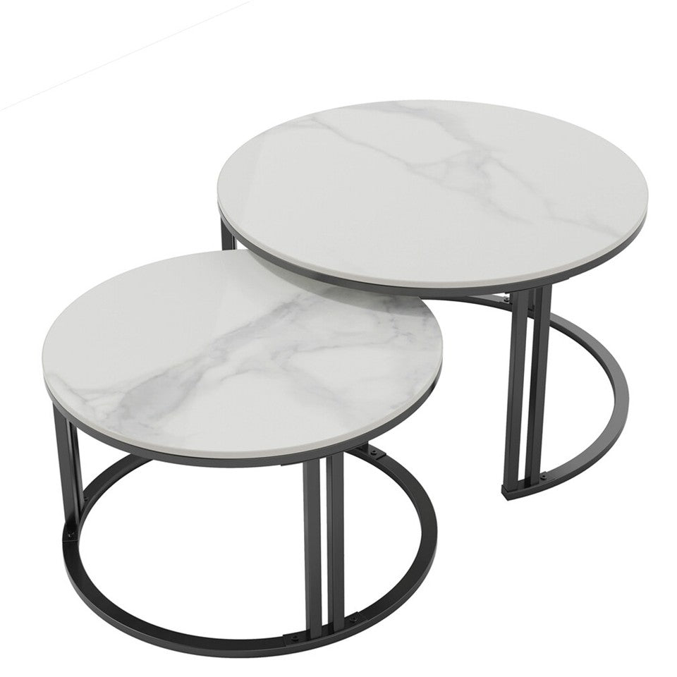 Coffee Tables: Stylish Round Nesting Coffee Tables with Metal Frame