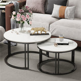 Coffee Tables: Stylish Round Nesting Coffee Tables with Metal Frame