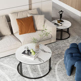 Coffee Tables: Stylish Round Nesting Coffee Tables with Metal Frame