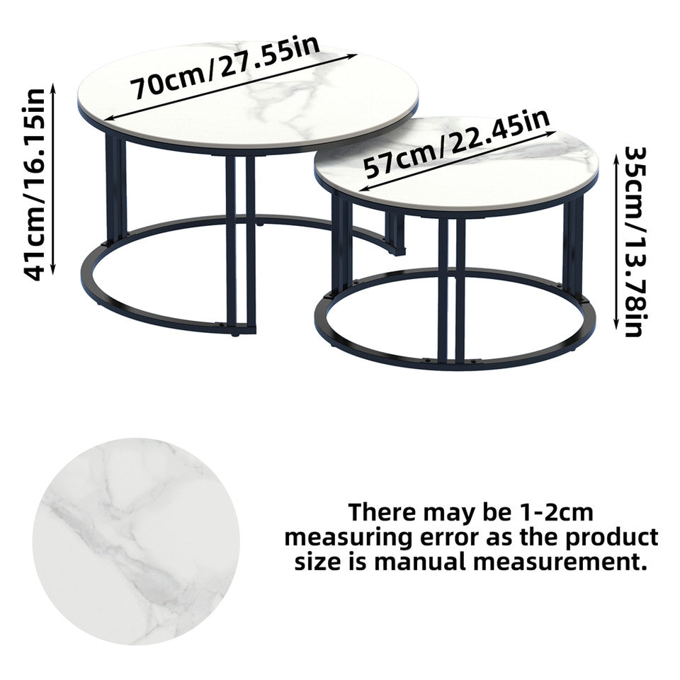 Coffee Tables: Stylish Round Nesting Coffee Tables with Metal Frame