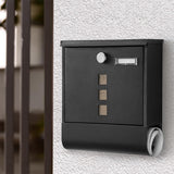 Lockable Mailbox Wall Mounted Mail Letter Post Box with Newspaper Holder Rack