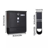 Lockable Mailbox Wall Mounted Mail Letter Post Box with Newspaper Holder Rack