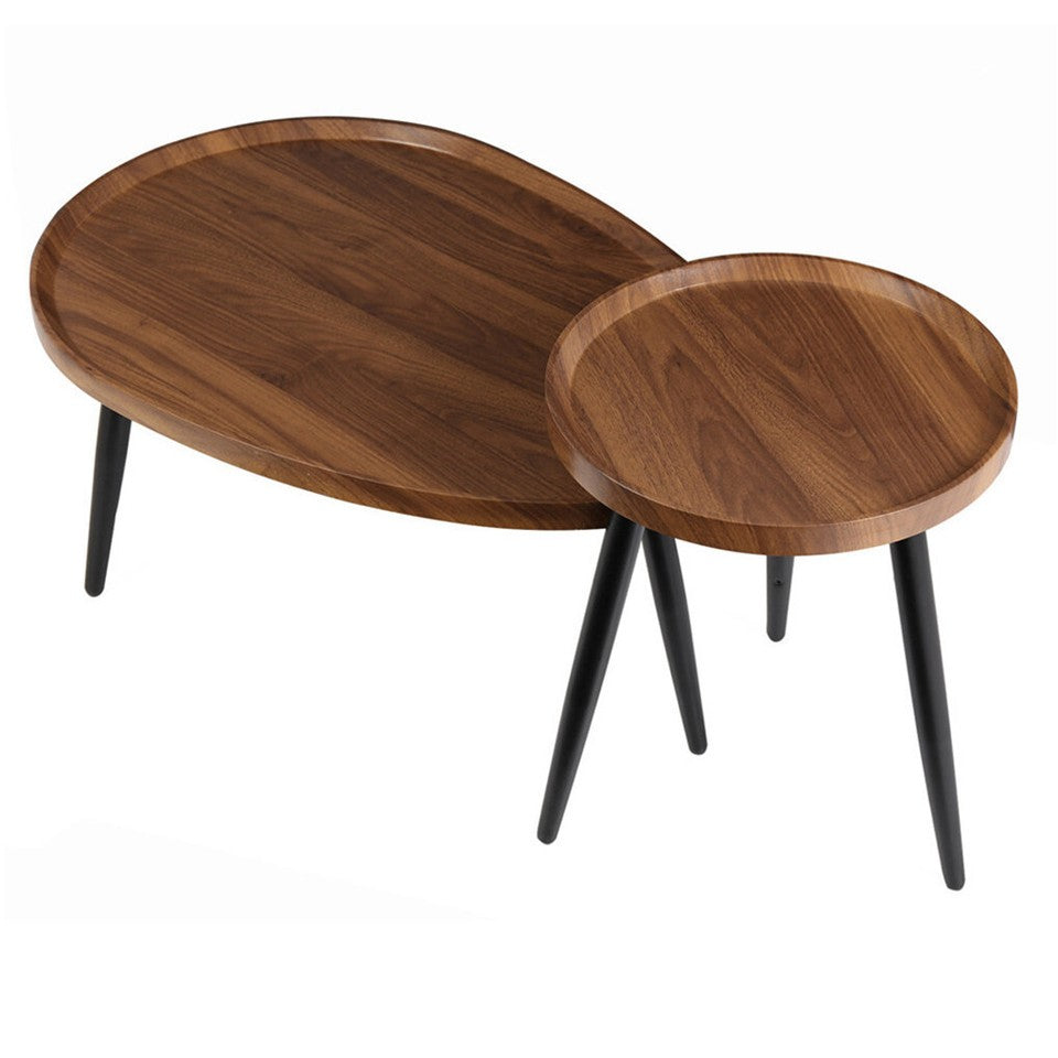 Side Tables: Industrial Nesting Wooden Side Tables