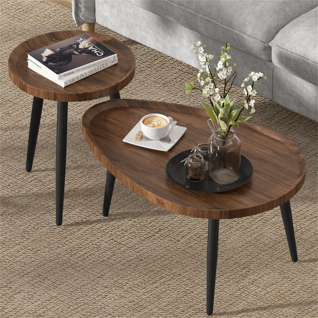 Side Tables: Industrial Nesting Wooden Side Tables