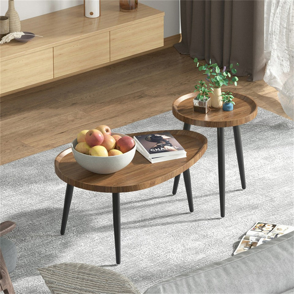 Side Tables: Industrial Nesting Wooden Side Tables