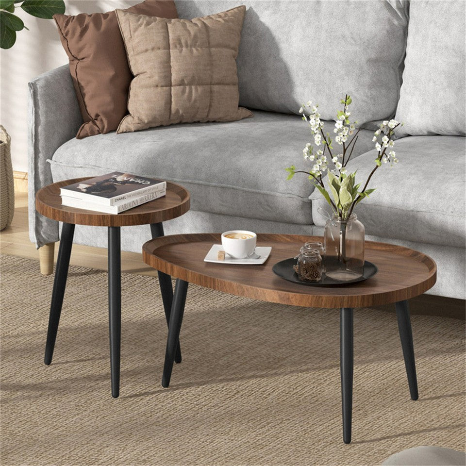 Side Tables: Industrial Nesting Wooden Side Tables