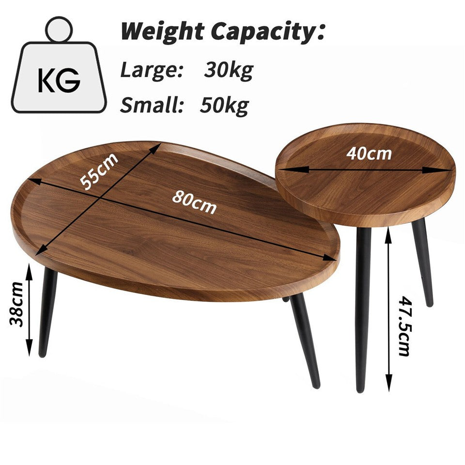Side Tables: Industrial Nesting Wooden Side Tables