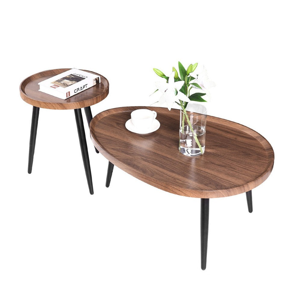 Side Tables: Industrial Nesting Wooden Side Tables