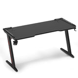 Desks: Z-Shaped Computer Gaming Desk with RGB LED Lights Home Office Table X-Large 140cm