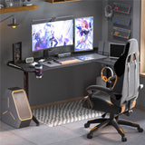 Desks: Multi-Style Pro Gaming Desk RGB LED L-Shaped PC Computer Studio Gamer Table Carbon Fibre