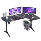 Desks: Multi-Style Pro Gaming Desk RGB LED L-Shaped PC Computer Studio Gamer Table Carbon Fibre