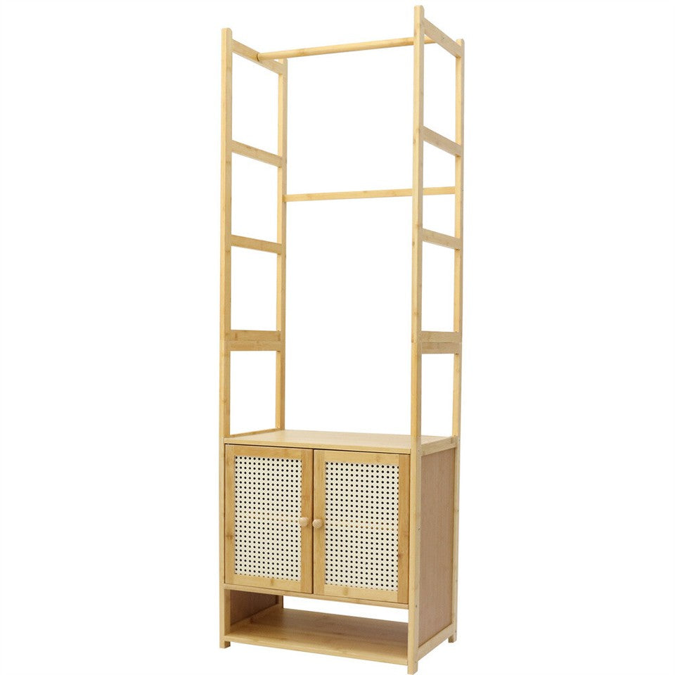 Coat Racks: High Strength Bamboo Clothing Rack Closet Organizer Storage Cabinet &Shoe Shelf