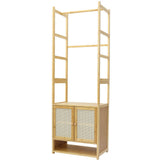 Coat Racks: High Strength Bamboo Clothing Rack Closet Organizer Storage Cabinet &Shoe Shelf