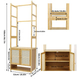 Coat Racks: High Strength Bamboo Clothing Rack Closet Organizer Storage Cabinet &Shoe Shelf