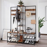 Coat Racks: Xxl Corner Coat Stand Widen Depth Bench Shoe Rack Storage Shelves 10 Dual Hooks