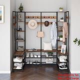 Coat Racks: Xxl Corner Coat Stand Widen Depth Bench Shoe Rack Storage Shelves 10 Dual Hooks