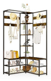 Coat Racks: Xxl Corner Coat Stand Widen Depth Bench Shoe Rack Storage Shelves 10 Dual Hooks