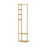 Drying Racks & Hangers: Bamboo Coat Stand Clothes Rack with Garment Shelf, Hanging Rail and Hooks