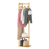 Drying Racks & Hangers: Bamboo Coat Stand Clothes Rack with Garment Shelf, Hanging Rail and Hooks
