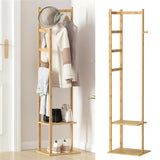 Drying Racks & Hangers: Bamboo Coat Stand Clothes Rack with Garment Shelf, Hanging Rail and Hooks