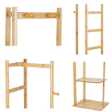Drying Racks & Hangers: Bamboo Coat Stand Clothes Rack with Garment Shelf, Hanging Rail and Hooks