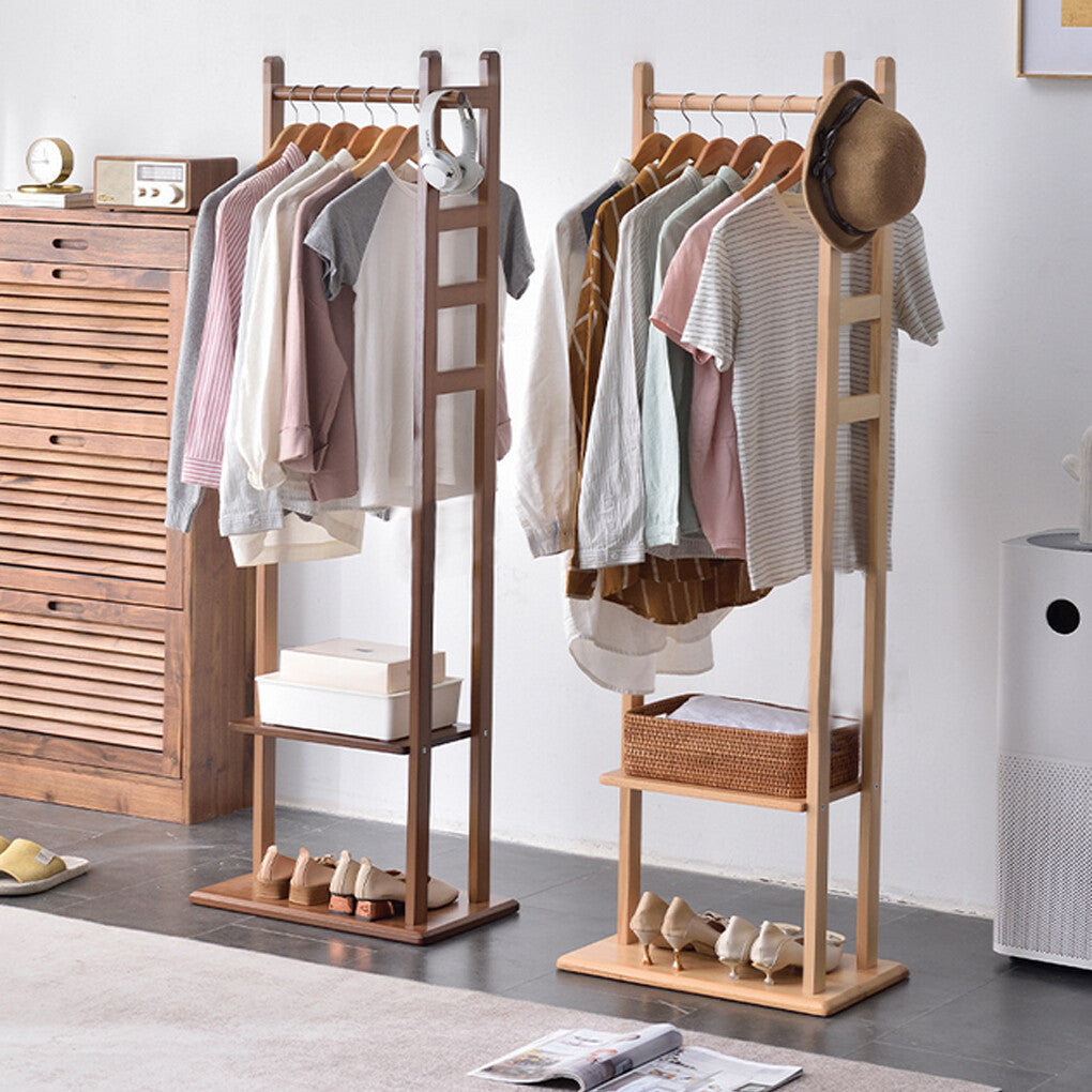 Coat Racks: Versatile Strong Bamboo Clothes Hanger Rod Stand Scarf Hat Holder Storage Shelf