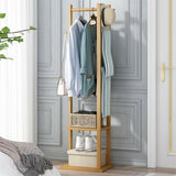 Coat Racks: Versatile Strong Bamboo Clothes Hanger Rod Stand Scarf Hat Holder Storage Shelf