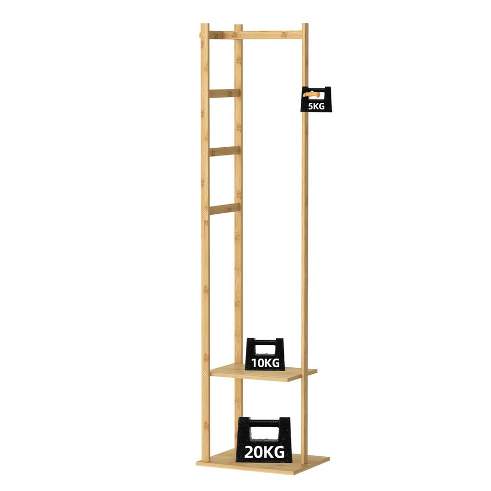 Coat Racks: Versatile Strong Bamboo Clothes Hanger Rod Stand Scarf Hat Holder Storage Shelf