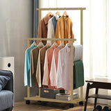 Coat Racks: Double Rail Heavy Strong Rolling Clothes Rack with Trousers Rack & Bottom Shelf