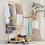 Coat Racks: Double Rail Heavy Strong Rolling Clothes Rack with Trousers Rack & Bottom Shelf