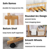 Coat Racks: Double Rail Heavy Strong Rolling Clothes Rack with Trousers Rack & Bottom Shelf