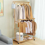 Drying Racks & Hangers: Portable Rolling Bamboo Clothes Rack for Kids with Hanging Rail