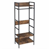 Coat Racks: Rustic Wooden Clothes Garment Rail Open Hanging Display Shelf Shoe Rack Entryway