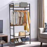 Coat Racks: Rustic Wooden Clothes Garment Rail Open Hanging Display Shelf Shoe Rack Entryway